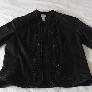 Chico's Women's jacket size 2. Black beaded and embroidered. Great condition.
